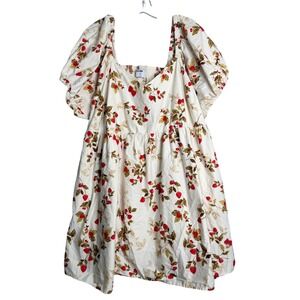 Old Navy Puff Sleeve Fit & Flare Dress Women Plus Size 2X Strawberry Fields Mini